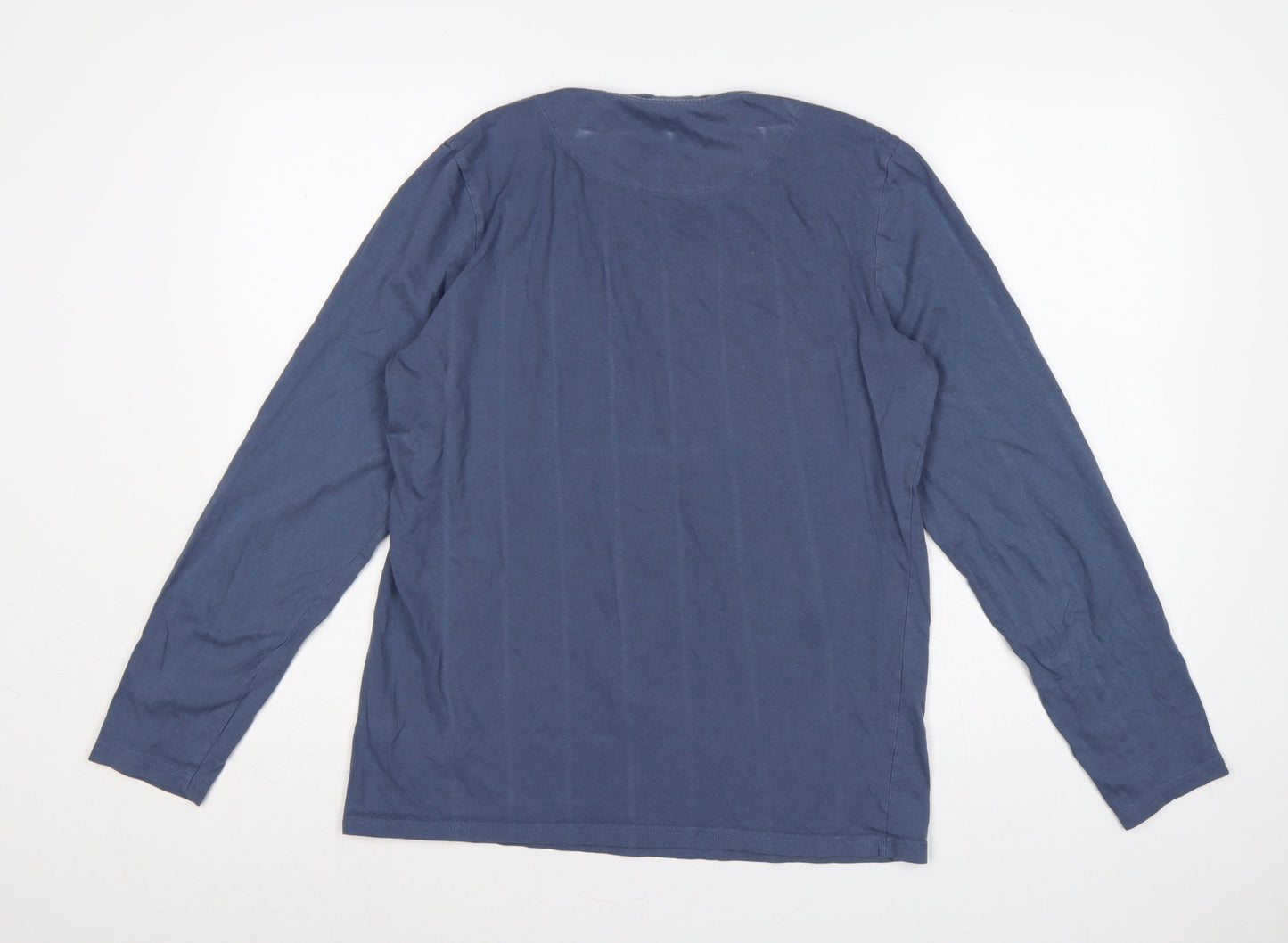 Fluid Men’s Blue Large Long Sleeve Crew Neck Cotton T-Shirt
