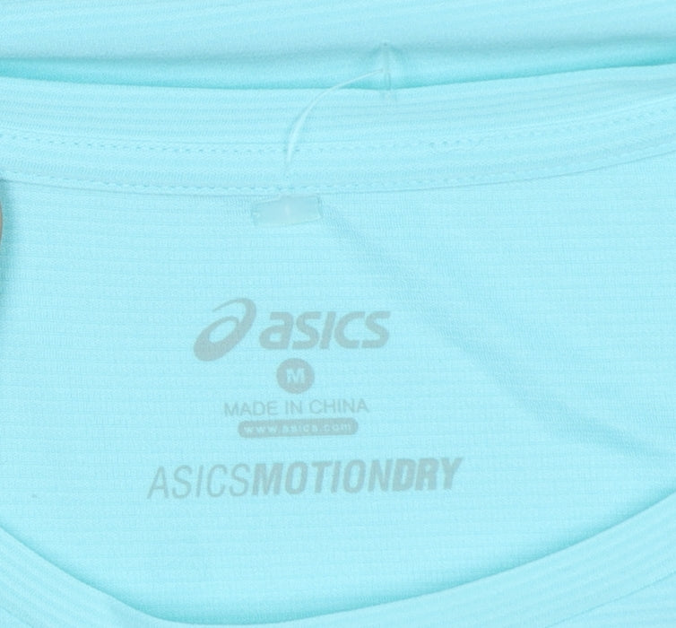 Asics Women Blue M Athletic Motion Dry Reflective Running T-Shirt