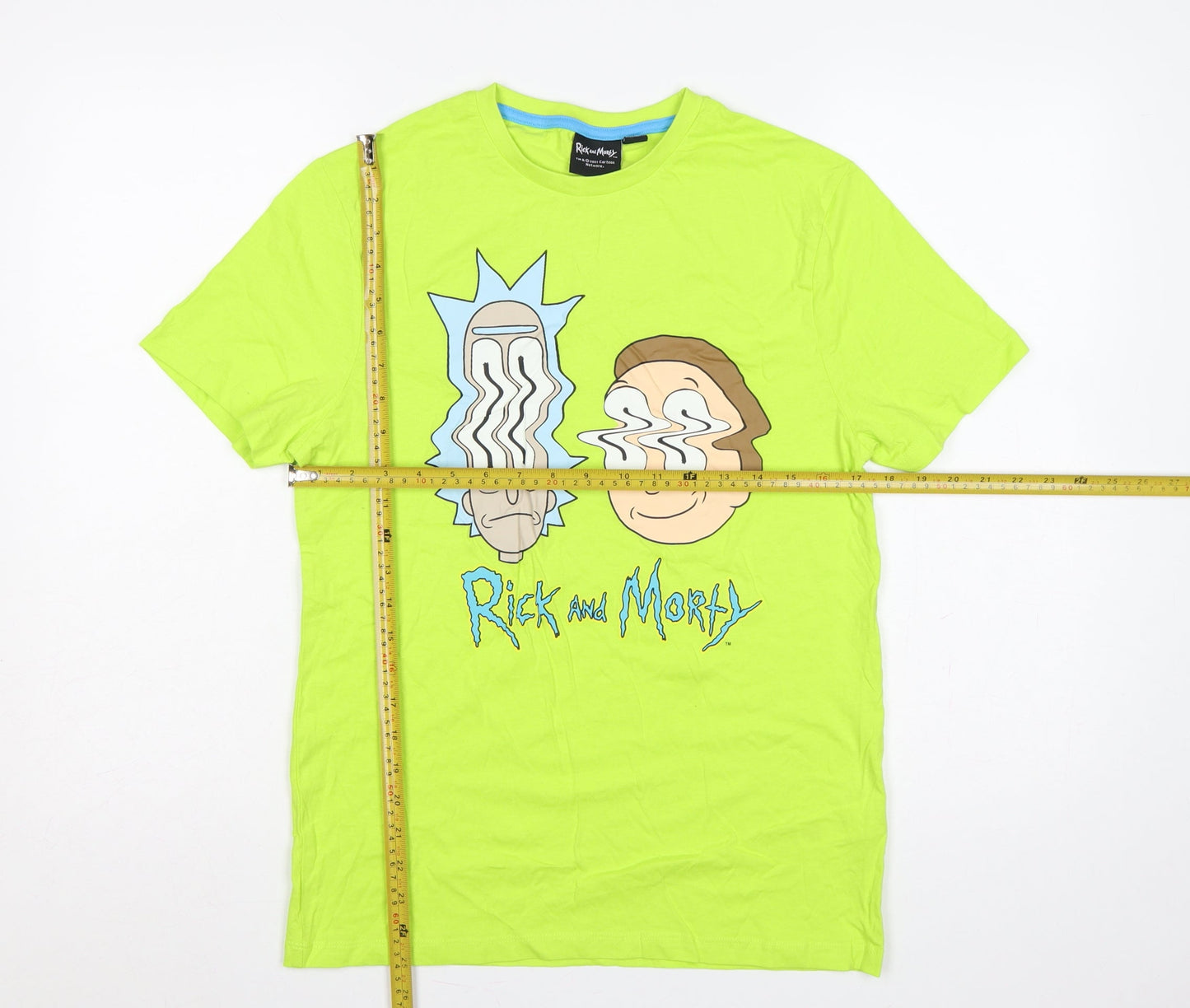 Primark Men's Green S Rick and Morty Graphic Print Crew Neck T-Shirt