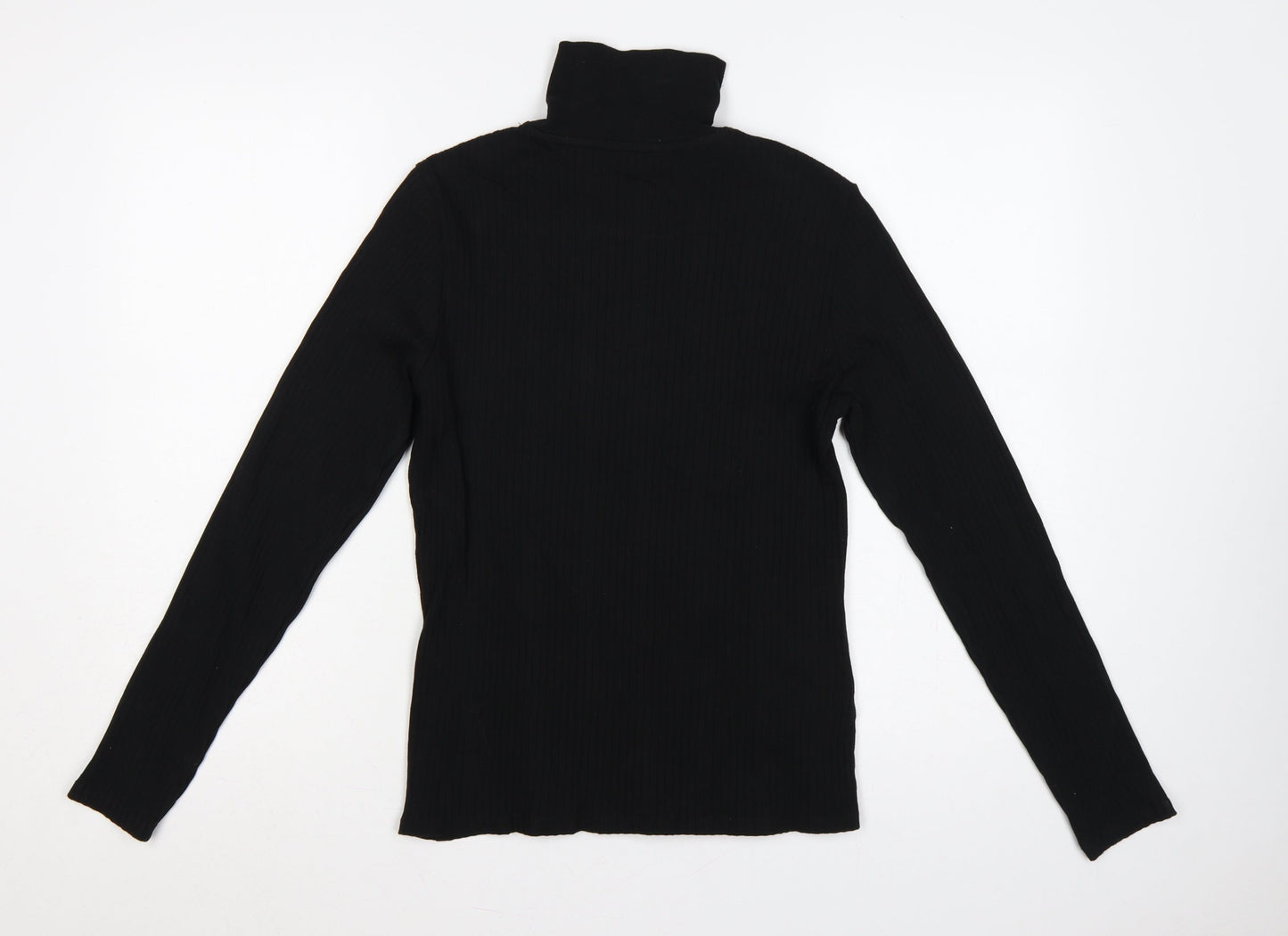 River Island Women Black UK 14 Ribbed Jersey High Neck Zip Top