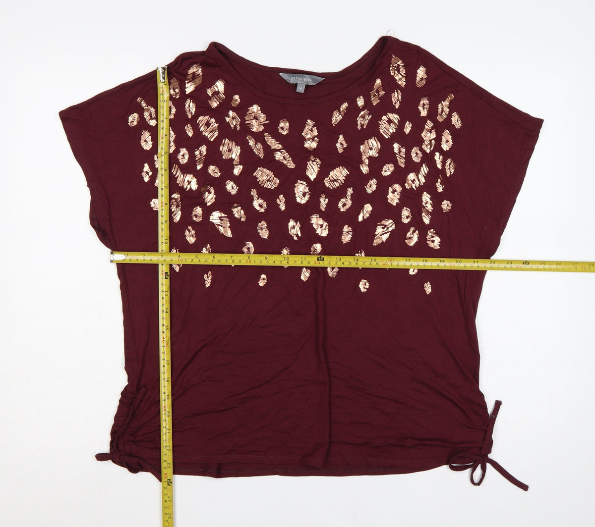 Principles Women’s Red Size 16 Leopard Sequin Drawstring T-Shirt