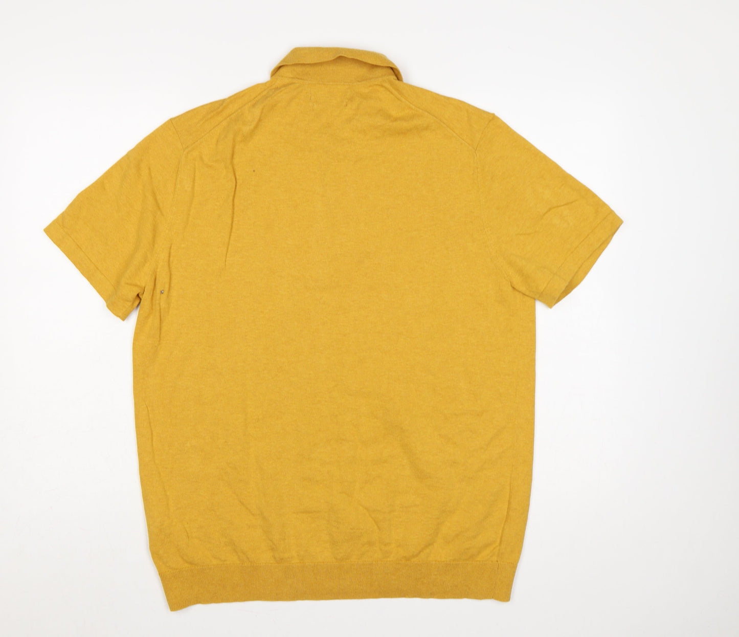 Marks and Spencer Men’s Yellow Cotton Rich Knit Polo Shirt L Regular