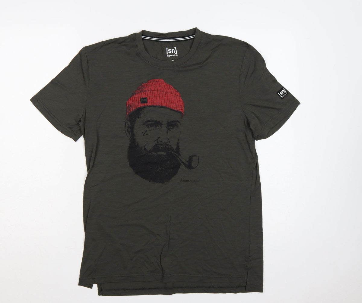 Back view of super.natural Men's Black M Graphic Print Crew Neck T-Shirt