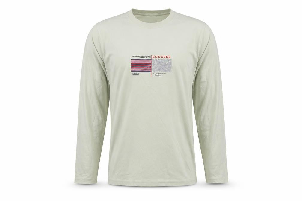 Front view of O'Taya Men's Green L Graphic Success Long Sleeve Crew Neck T-Shirt
