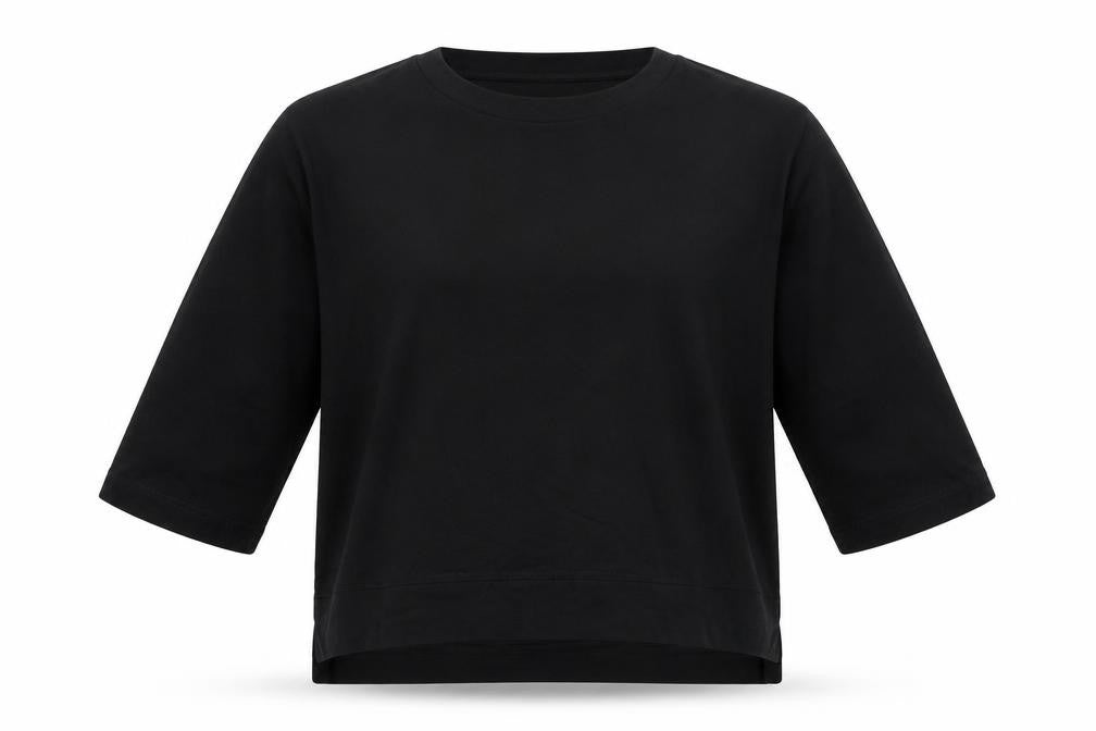 Kin Women Black S Basic Cotton Jersey 3/4 Sleeve T-Shirt