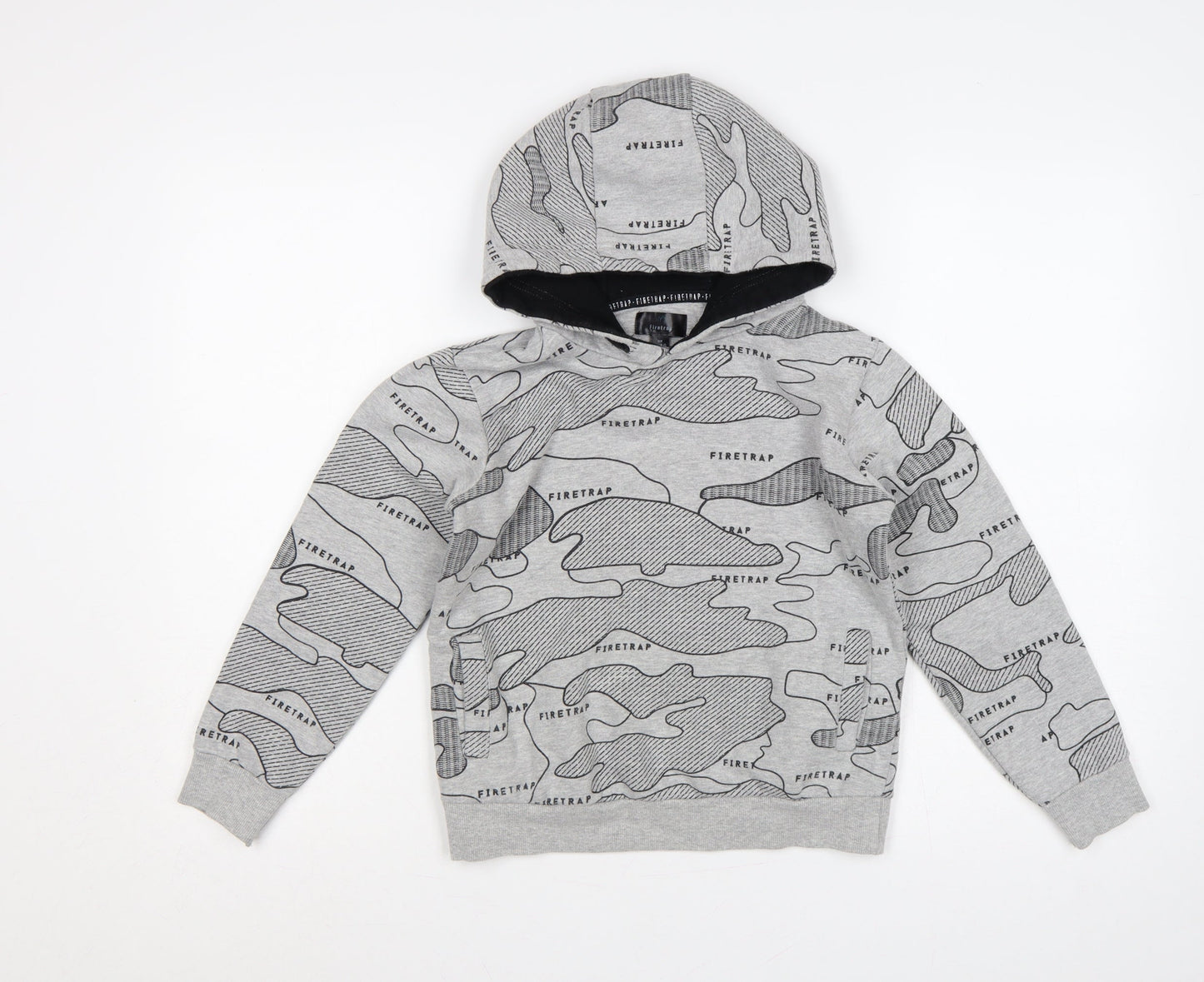 Firetrap Boys Grey Camo Logo Pullover Hoodie 9-10 Years