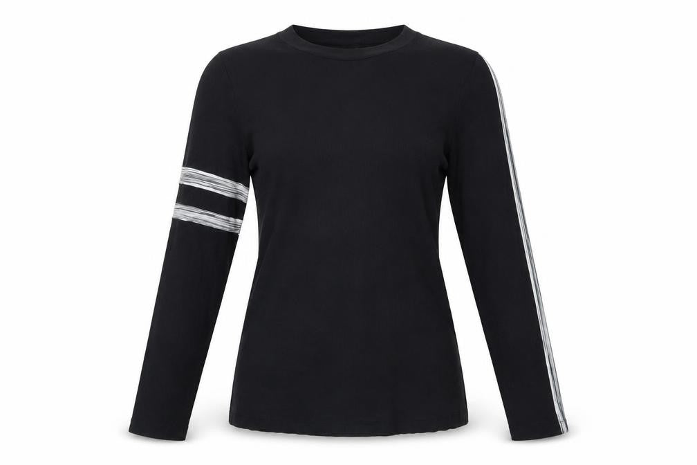 Next Women Black UK 8 Slim Ribbed Jersey Long Sleeve Stripe T-Shirt