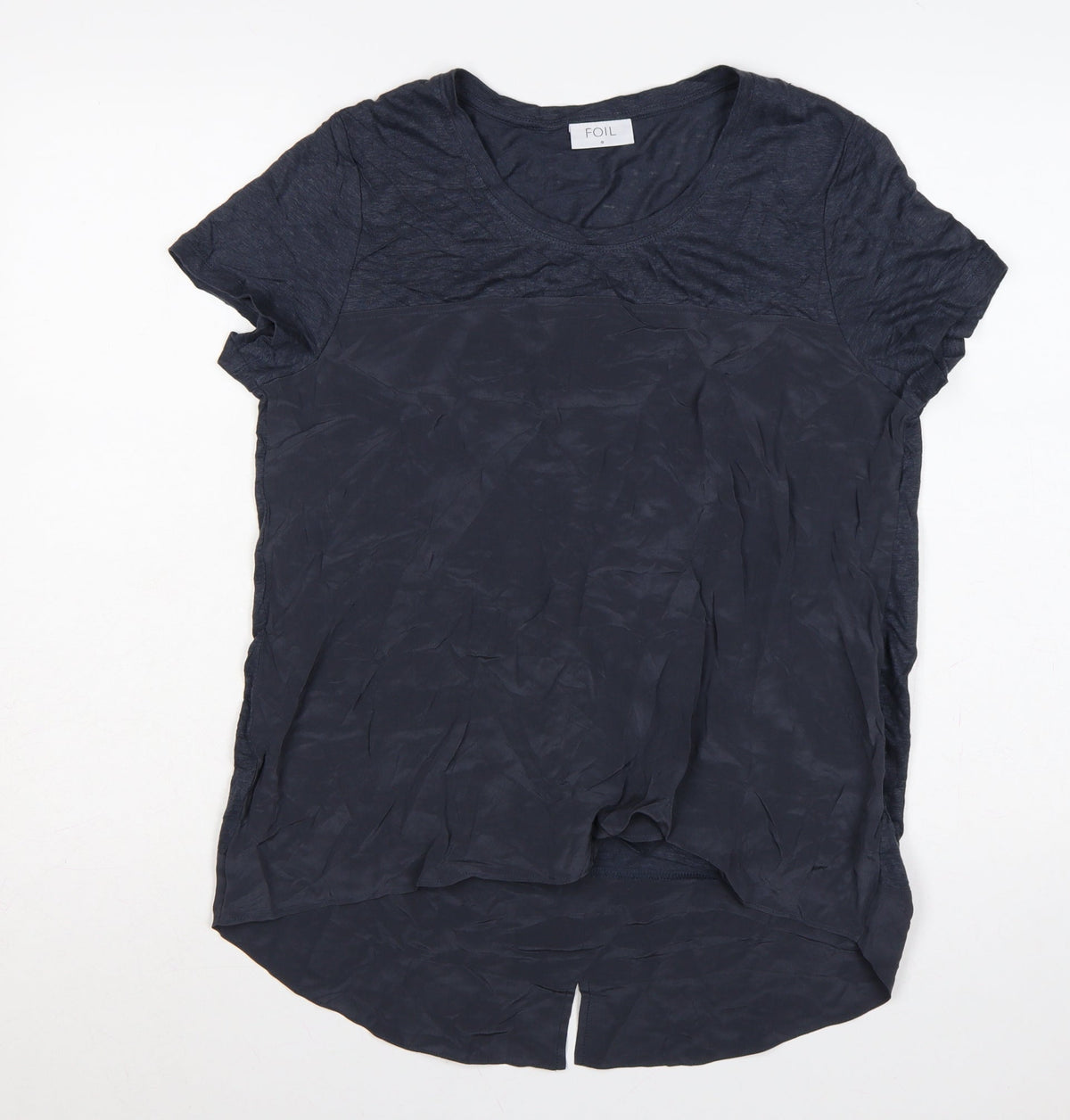 FOIL Women’s Blue S Layered Jersey Tunic Short Sleeve Blouse