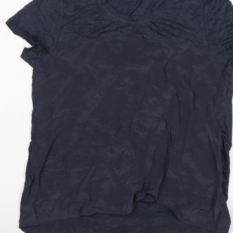 FOIL Women’s Blue S Layered Jersey Tunic Short Sleeve Blouse