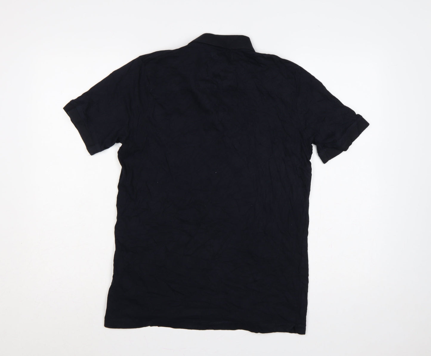 French Connection Mens Black XL Logo Short Sleeve Cotton Polo Shirt