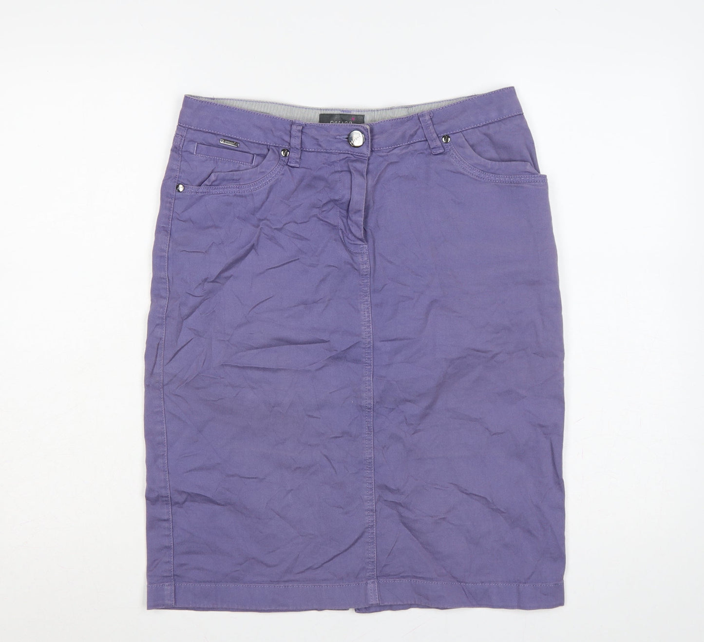 Per Una Women’s Purple UK 12 Cotton Pencil Knee Length Skirt Pockets