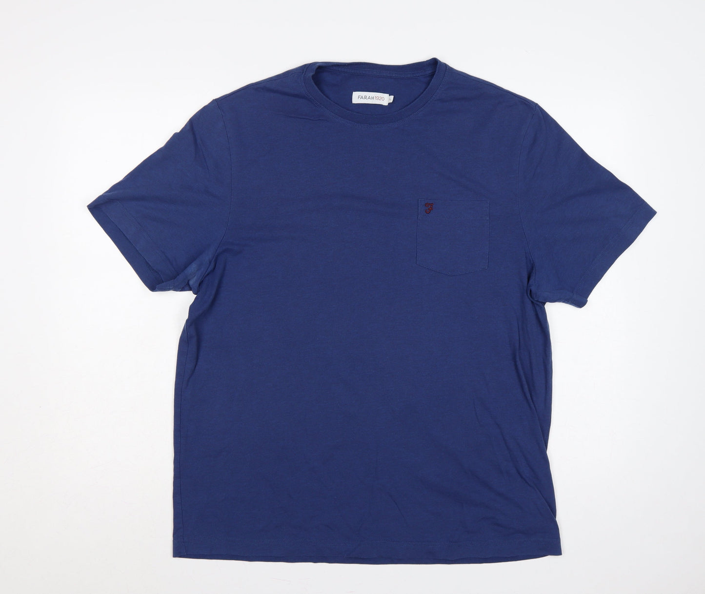Farah 1920 Men’s Blue L Crew Neck Pocket Logo T-Shirt