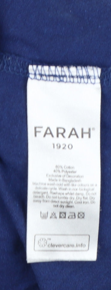 Farah 1920 Men’s Blue L Crew Neck Pocket Logo T-Shirt