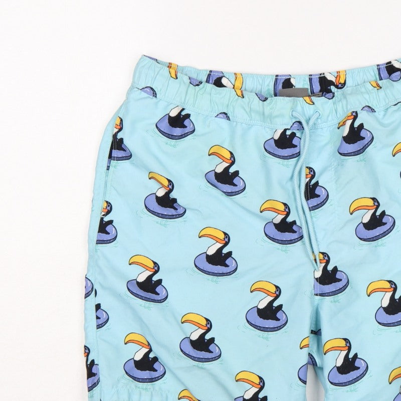 Additional view of ASOS Men’s Blue M Toucan Print Drawstring Swim Shorts Mesh Lined