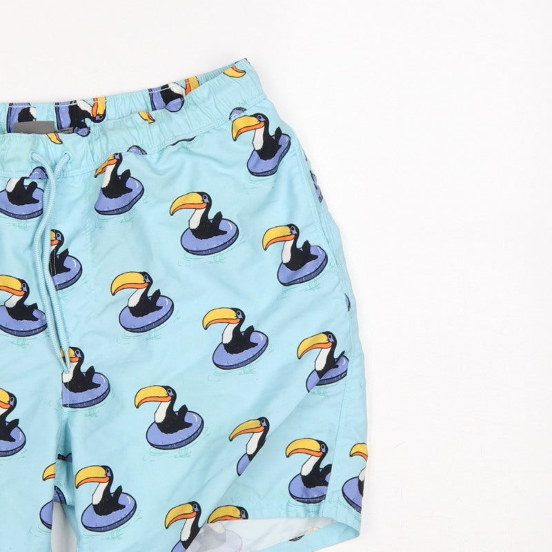 Additional view of ASOS Men’s Blue M Toucan Print Drawstring Swim Shorts Mesh Lined