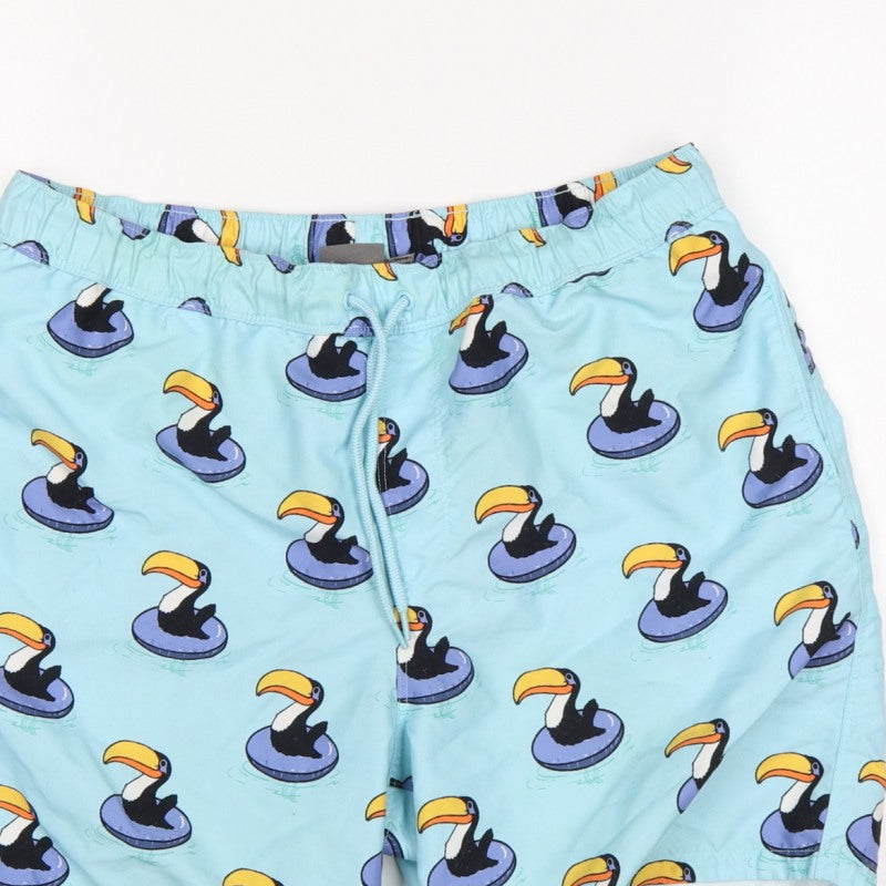 Additional view of ASOS Men’s Blue M Toucan Print Drawstring Swim Shorts Mesh Lined