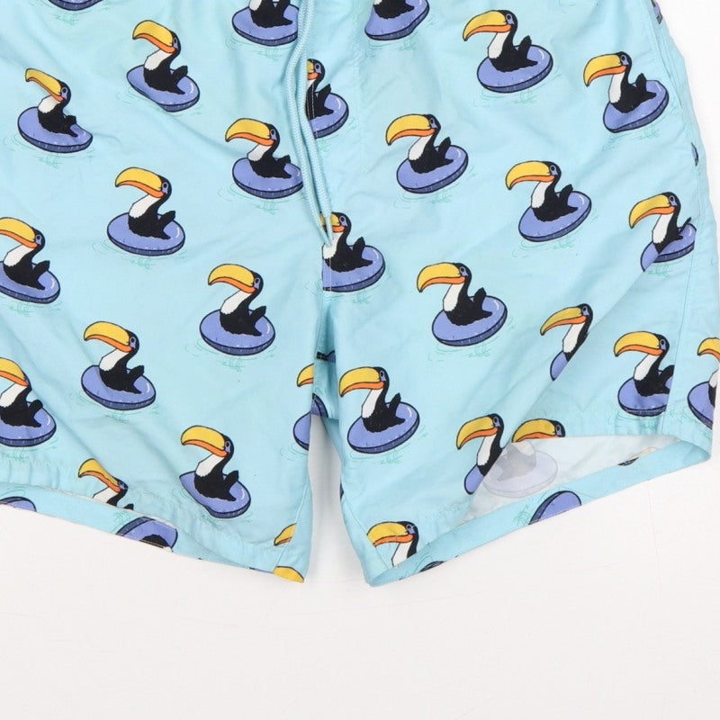 Additional view of ASOS Men’s Blue M Toucan Print Drawstring Swim Shorts Mesh Lined