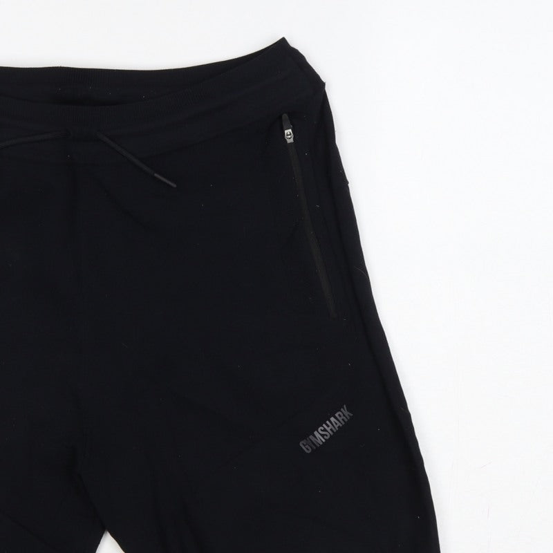 Gymshark Men’s Black M Sweat Gym Training Drawstring Zip Pocket Shorts