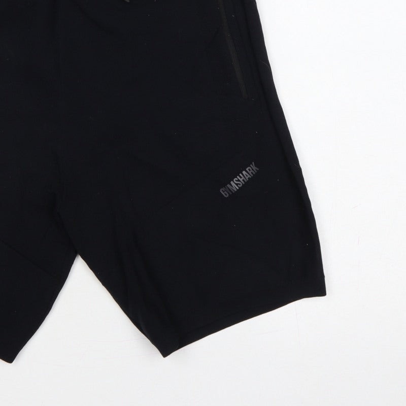 Gymshark Men’s Black M Sweat Gym Training Drawstring Zip Pocket Shorts