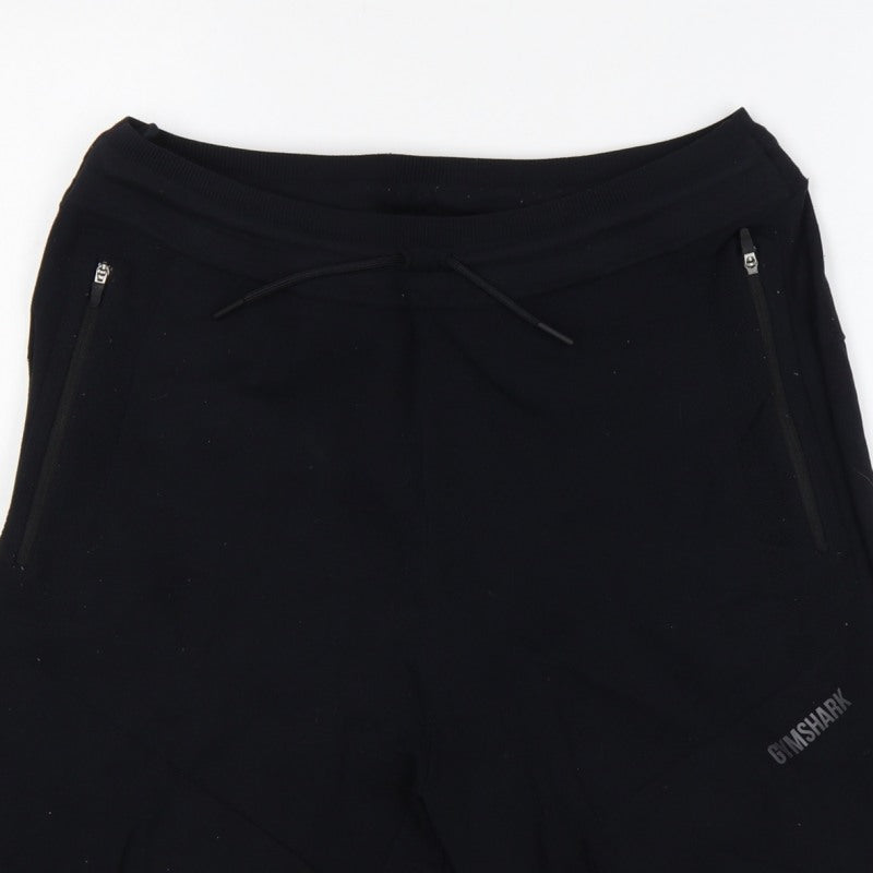 Gymshark Men’s Black M Sweat Gym Training Drawstring Zip Pocket Shorts