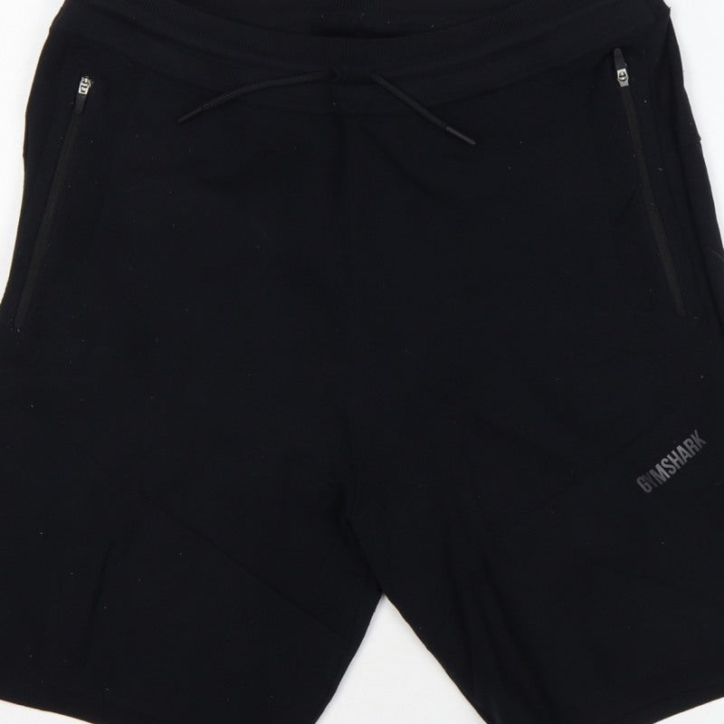 Gymshark Men’s Black M Sweat Gym Training Drawstring Zip Pocket Shorts