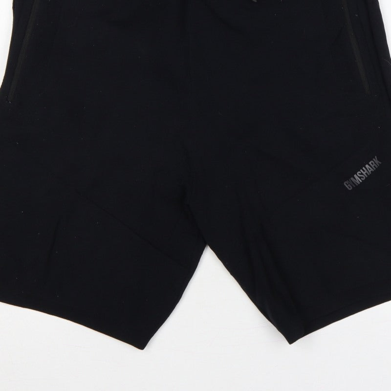 Gymshark Men’s Black M Sweat Gym Training Drawstring Zip Pocket Shorts