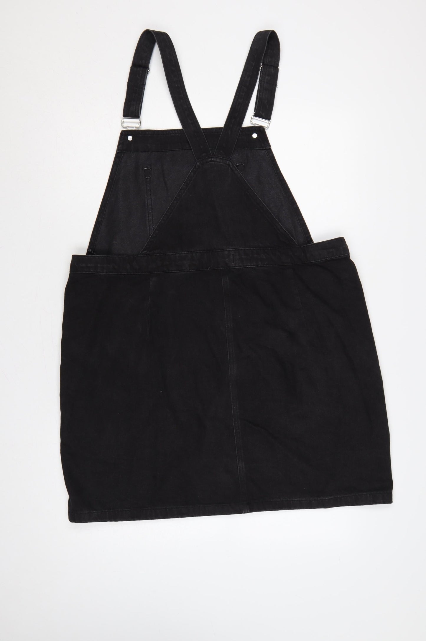 Papaya Women Black Denim Pinafore Dress Size 18 Adjustable Straps