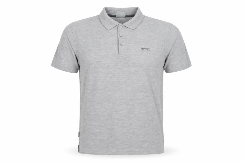 Slazenger Men's Grey L Short Sleeve Polo Shirt Logo Cotton Blend