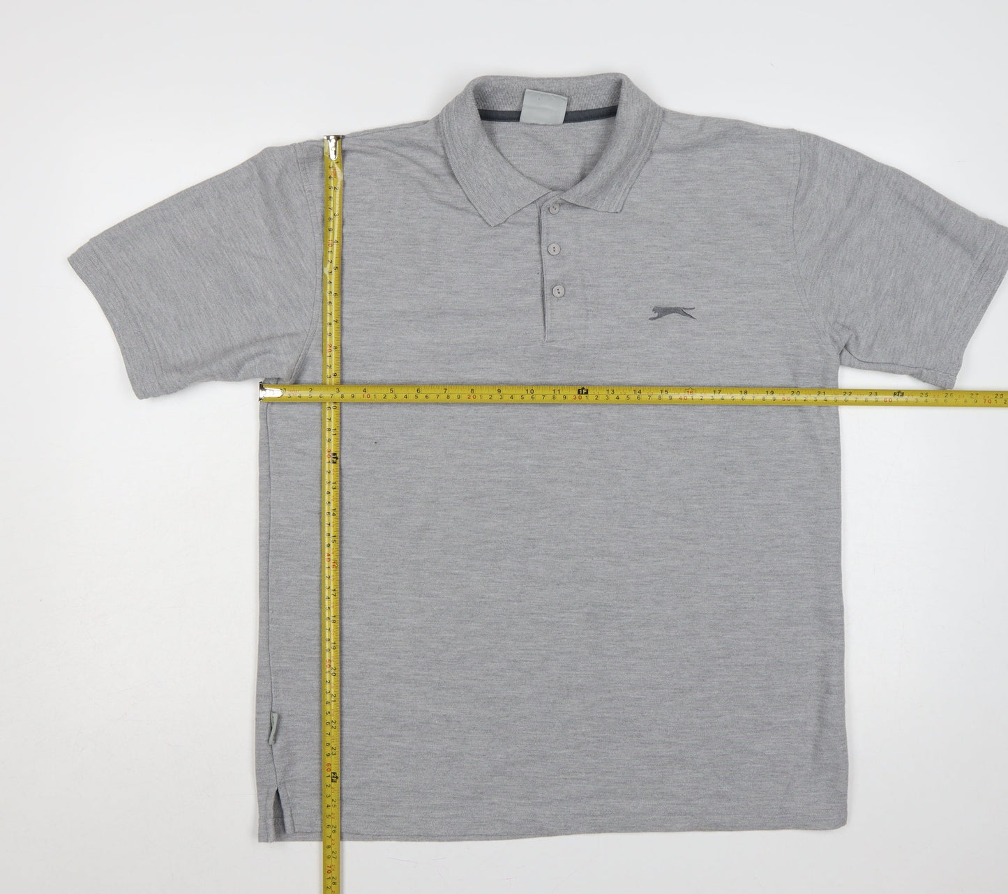 Slazenger Men's Grey L Short Sleeve Polo Shirt Logo Cotton Blend