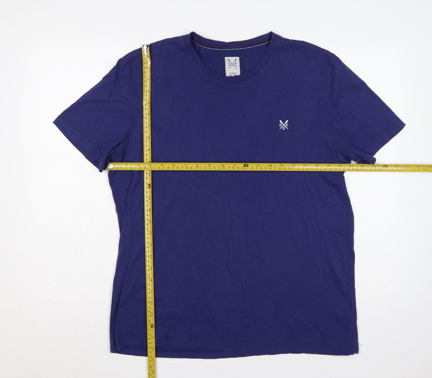 Crew Clothing Co. Men’s Blue Large Logo Crew Neck Cotton T-Shirt