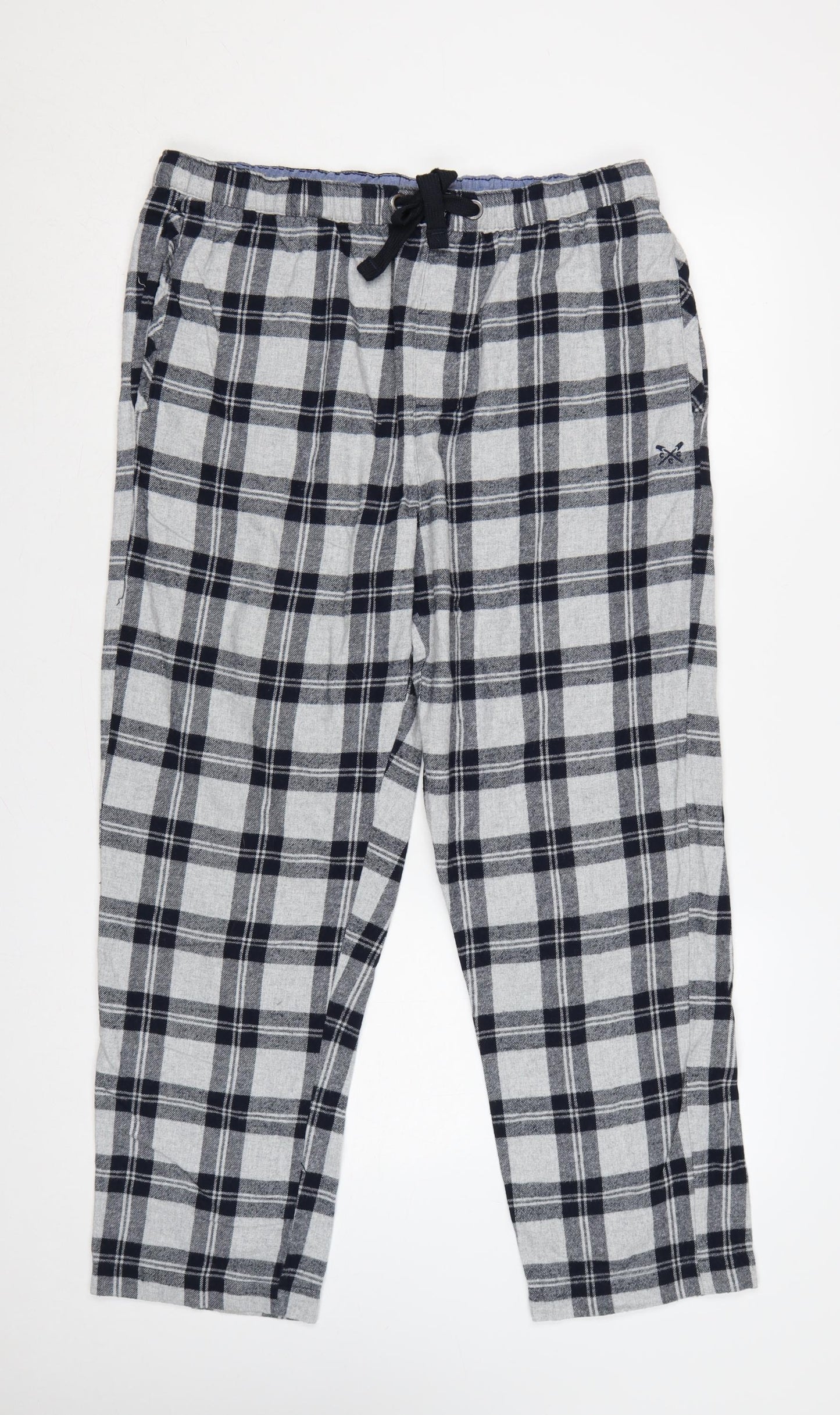Crew Clothing Company Men Grey L Checked Cotton Pyjama Lounge Pants
