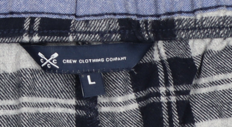 Crew Clothing Company Men Grey L Checked Cotton Pyjama Lounge Pants