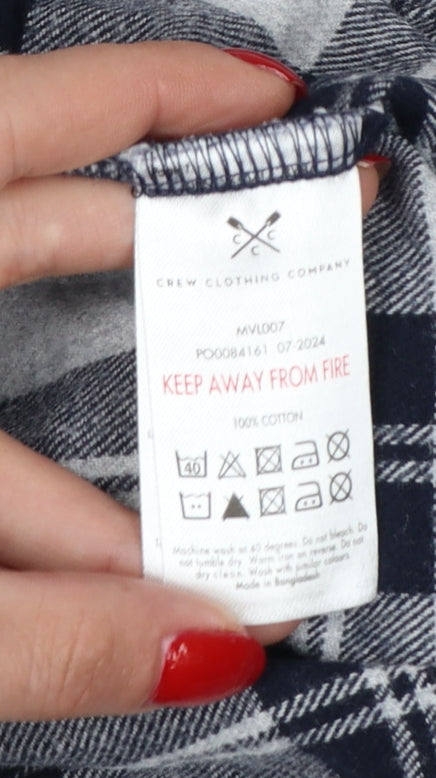 Crew Clothing Company Men Grey L Checked Cotton Pyjama Lounge Pants