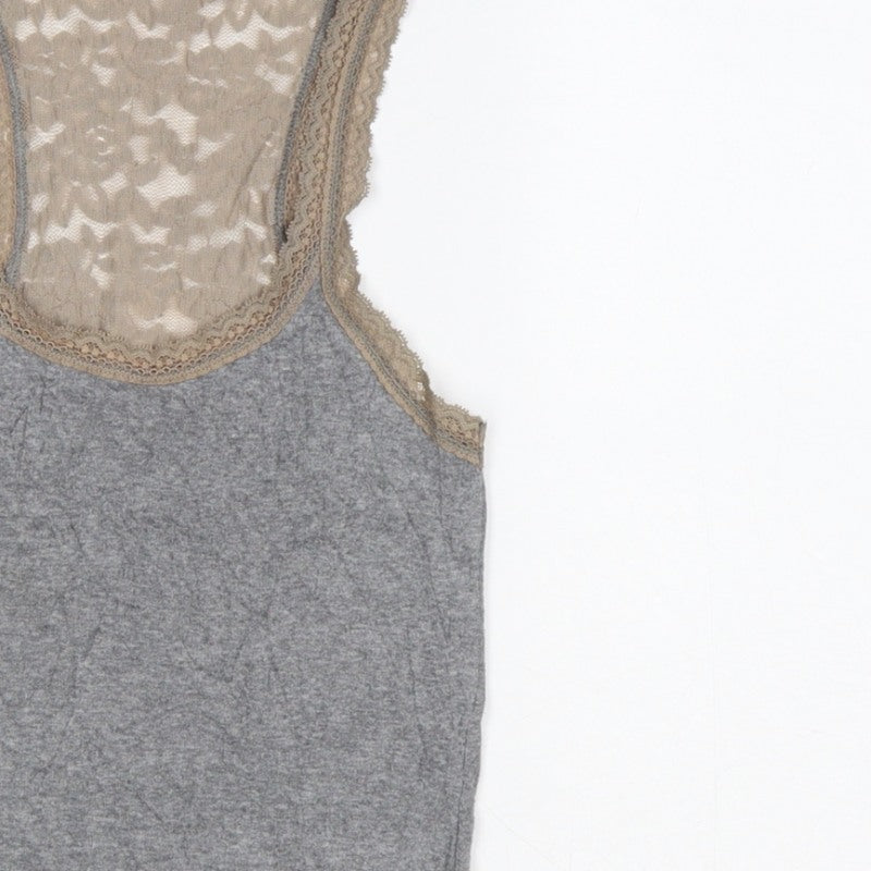 Hollister Teens Grey XS Lace Scoop Neck Camisole Tank Top