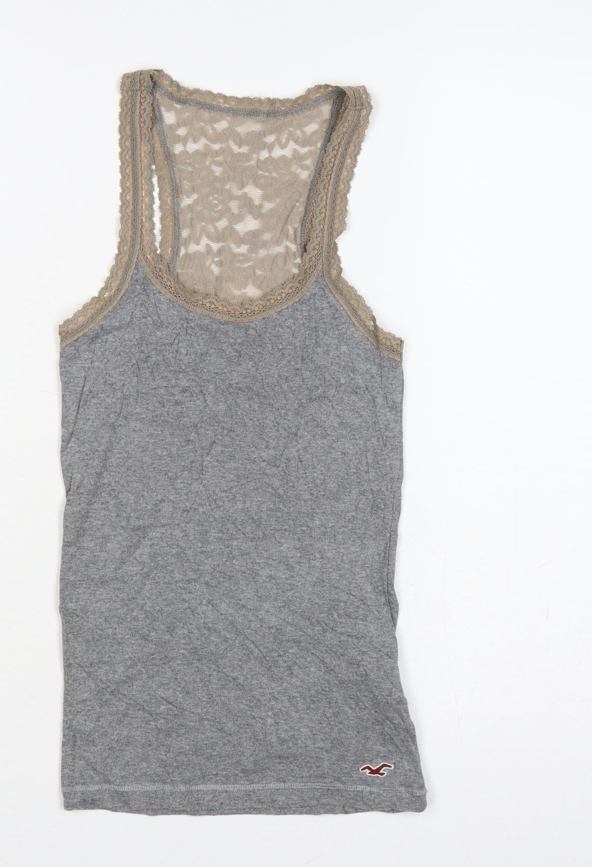 Hollister Teens Grey XS Lace Scoop Neck Camisole Tank Top