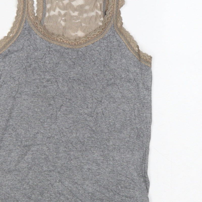 Hollister Teens Grey XS Lace Scoop Neck Camisole Tank Top