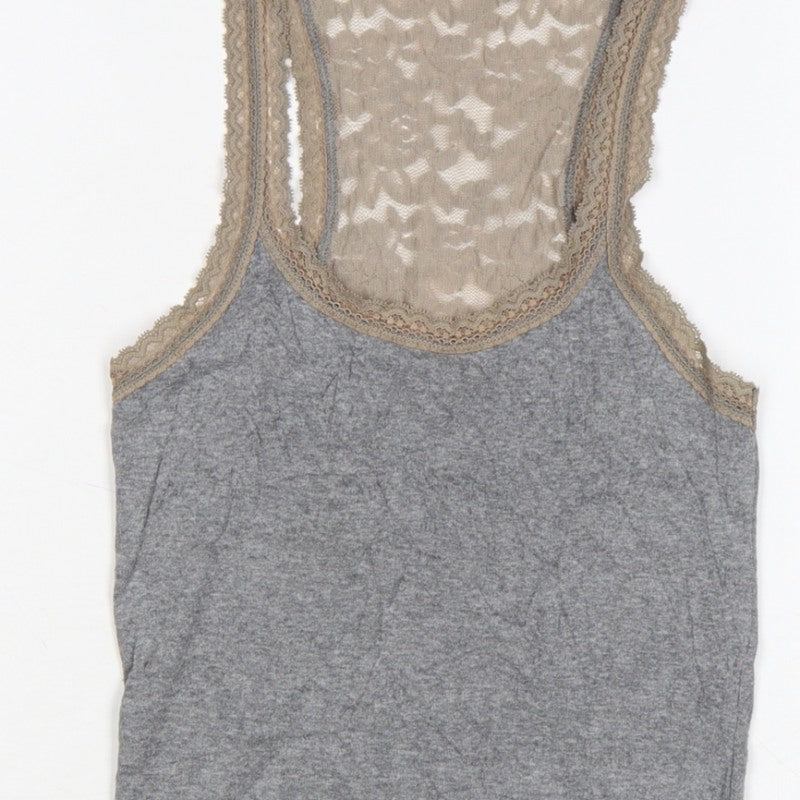 Hollister Teens Grey XS Lace Scoop Neck Camisole Tank Top
