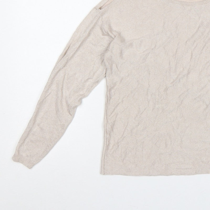 Next Women Beige Size S Lightweight Knit Round Neck Jumper Long Sleeve