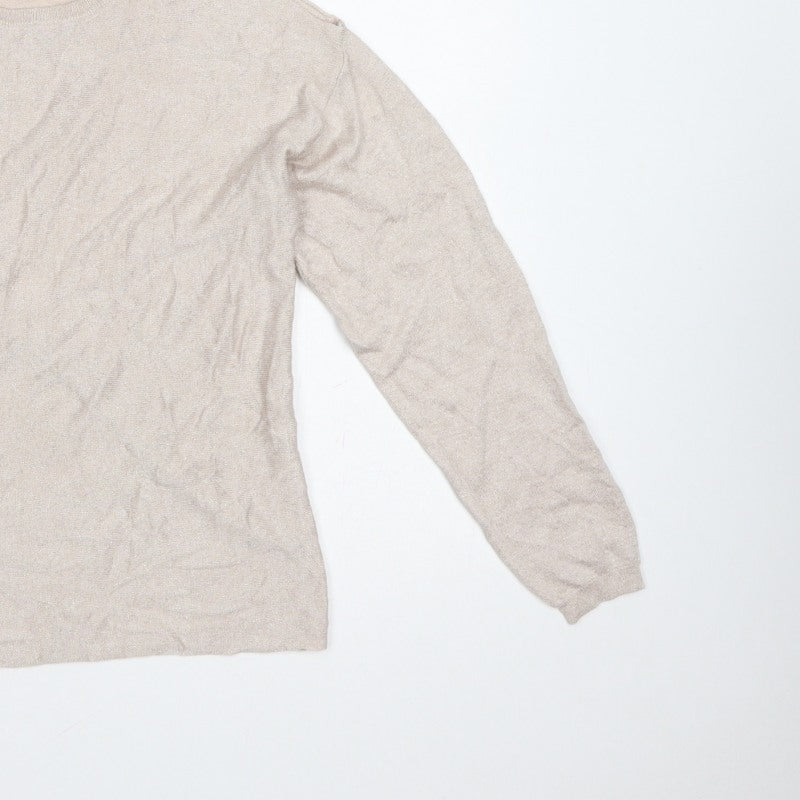 Next Women Beige Size S Lightweight Knit Round Neck Jumper Long Sleeve