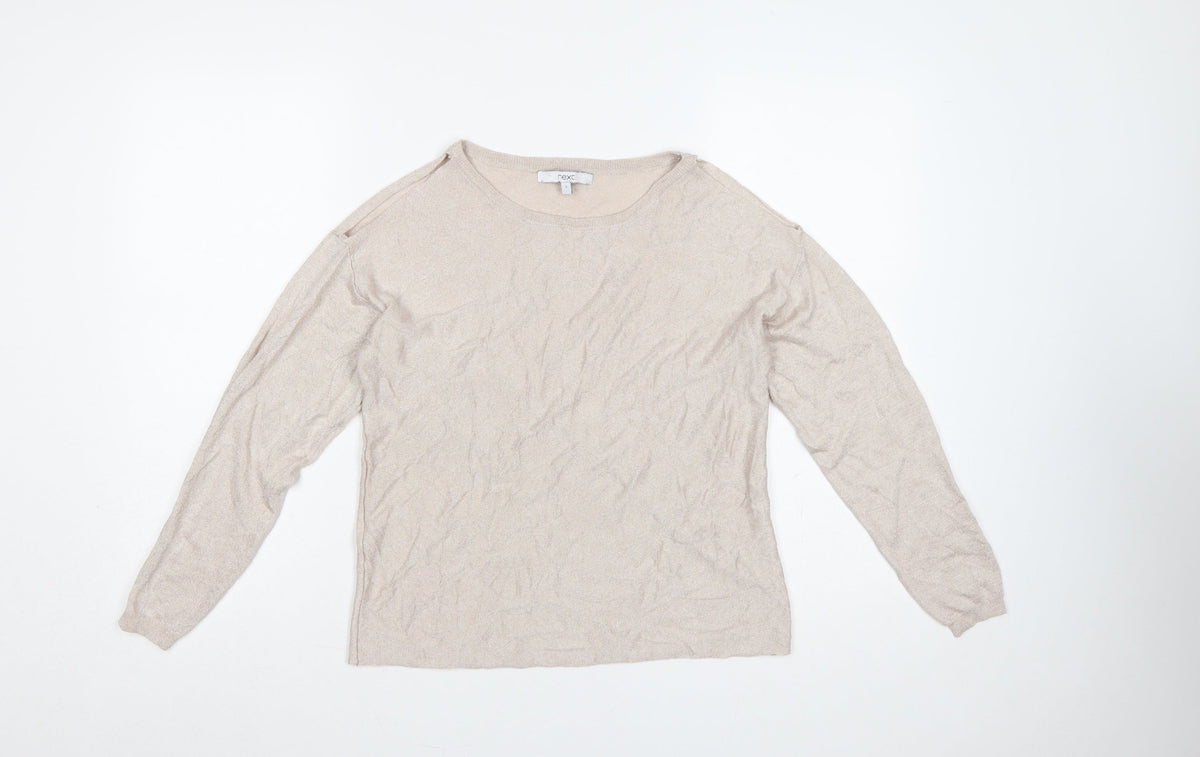 Next Women Beige Size S Lightweight Knit Round Neck Jumper Long Sleeve