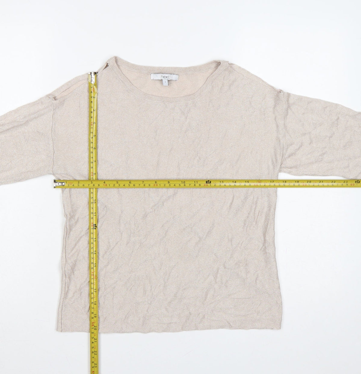 Next Women Beige Size S Lightweight Knit Round Neck Jumper Long Sleeve