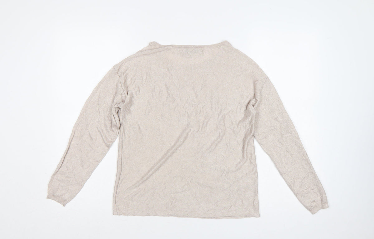 Next Women Beige Size S Lightweight Knit Round Neck Jumper Long Sleeve