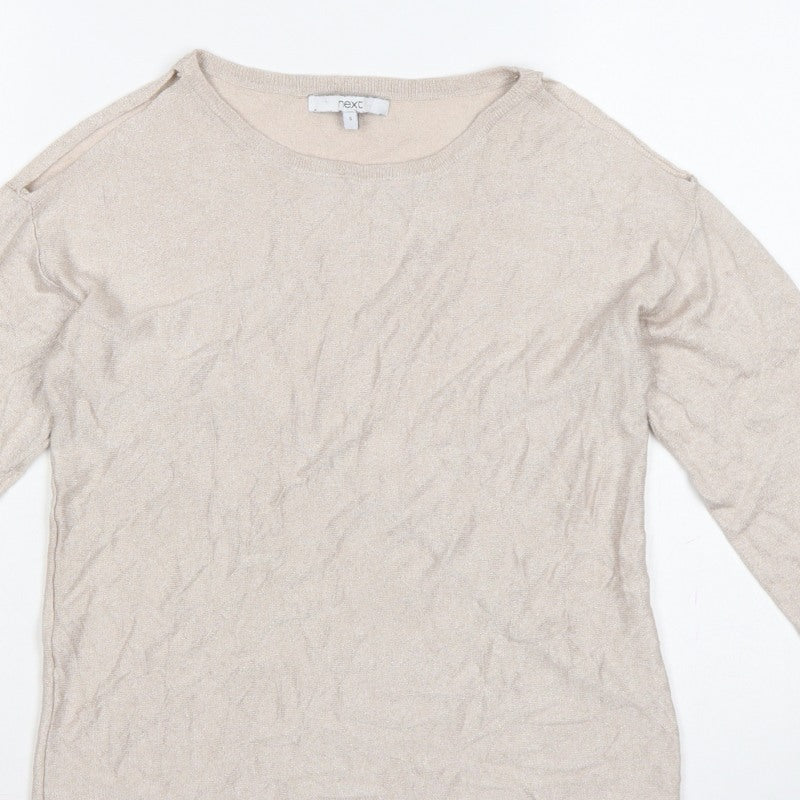 Next Women Beige Size S Lightweight Knit Round Neck Jumper Long Sleeve
