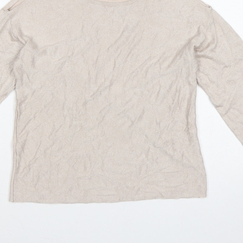 Next Women Beige Size S Lightweight Knit Round Neck Jumper Long Sleeve