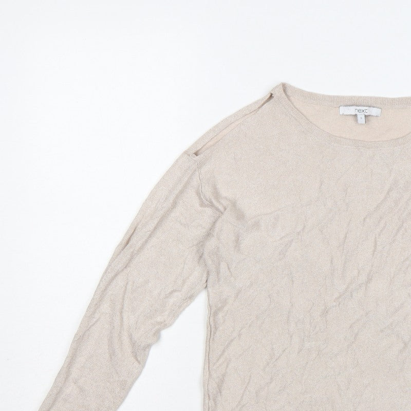 Next Women Beige Size S Lightweight Knit Round Neck Jumper Long Sleeve