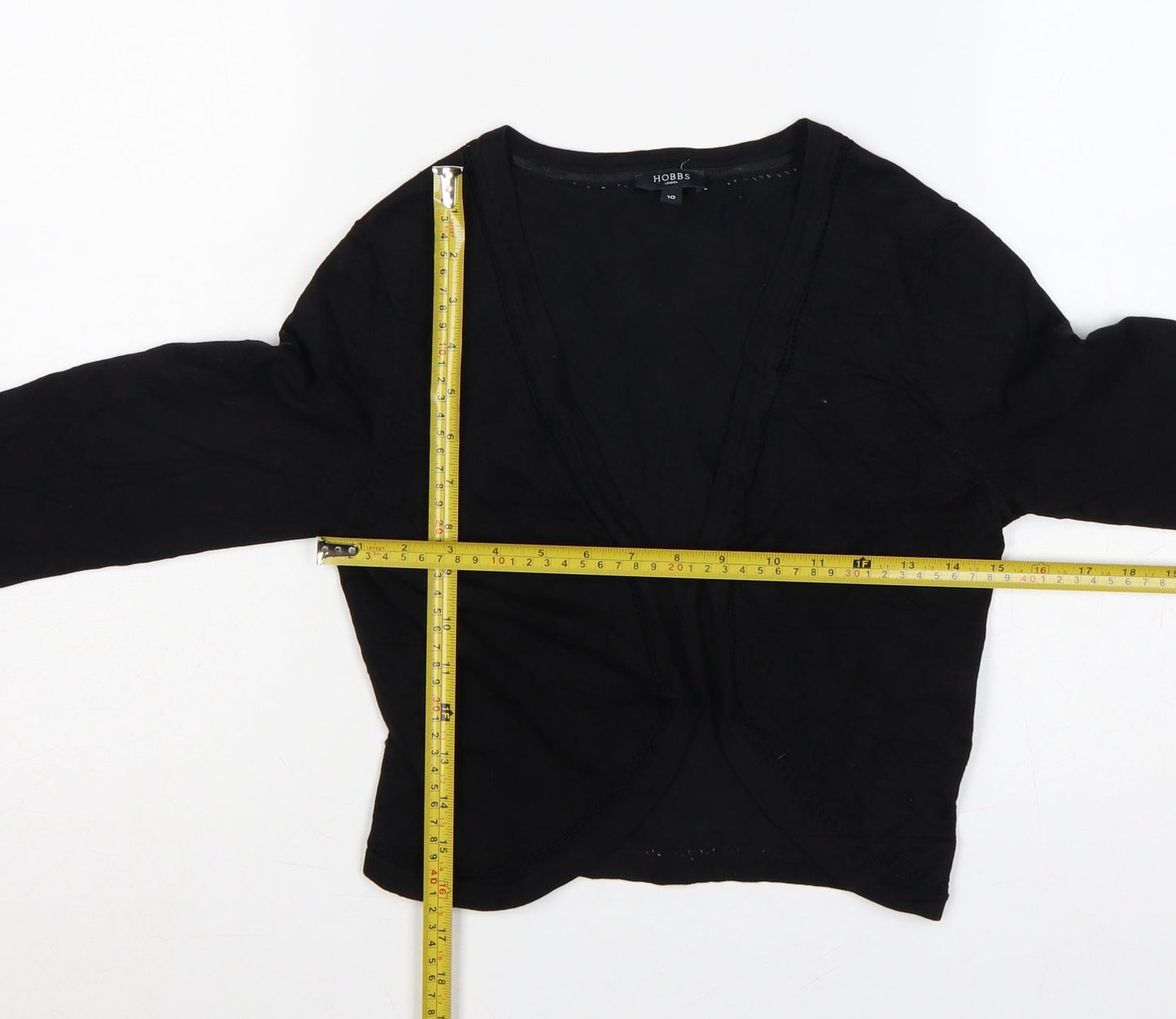 Hobbs Women’s Black Size 10 Open V-Neck Long Sleeve Jersey Cardigan