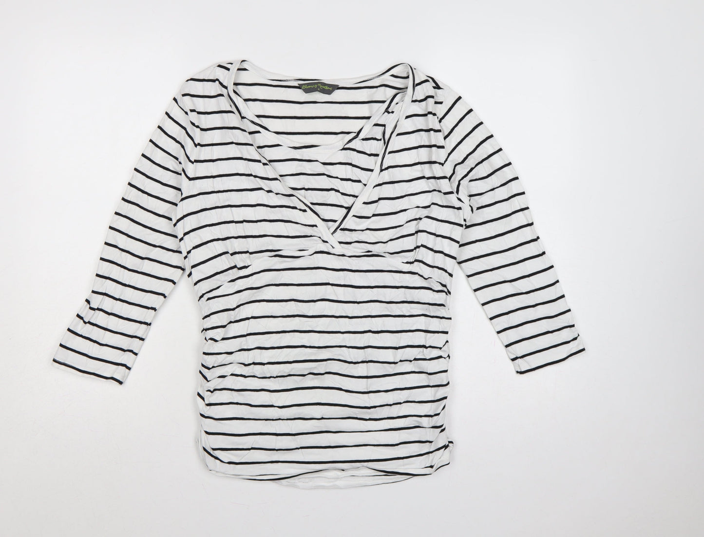Blooming Marvellous Women White Stripe M Maternity Nursing Wrap Top