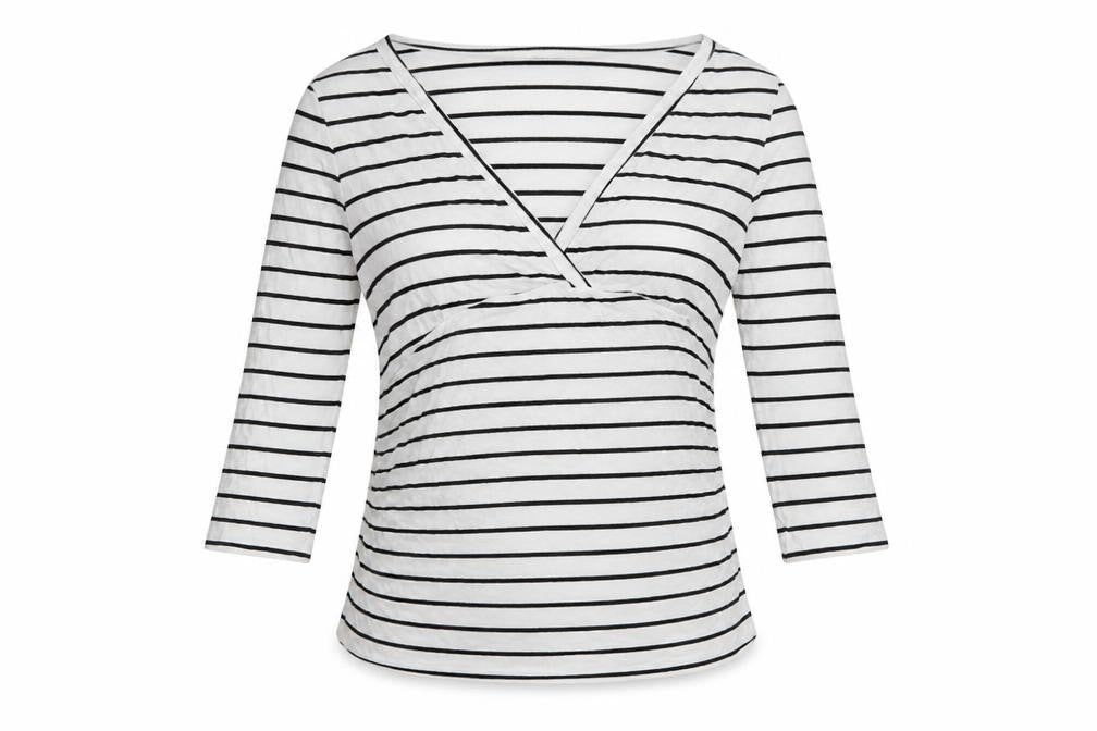 Blooming Marvellous Women White Stripe M Maternity Nursing Wrap Top
