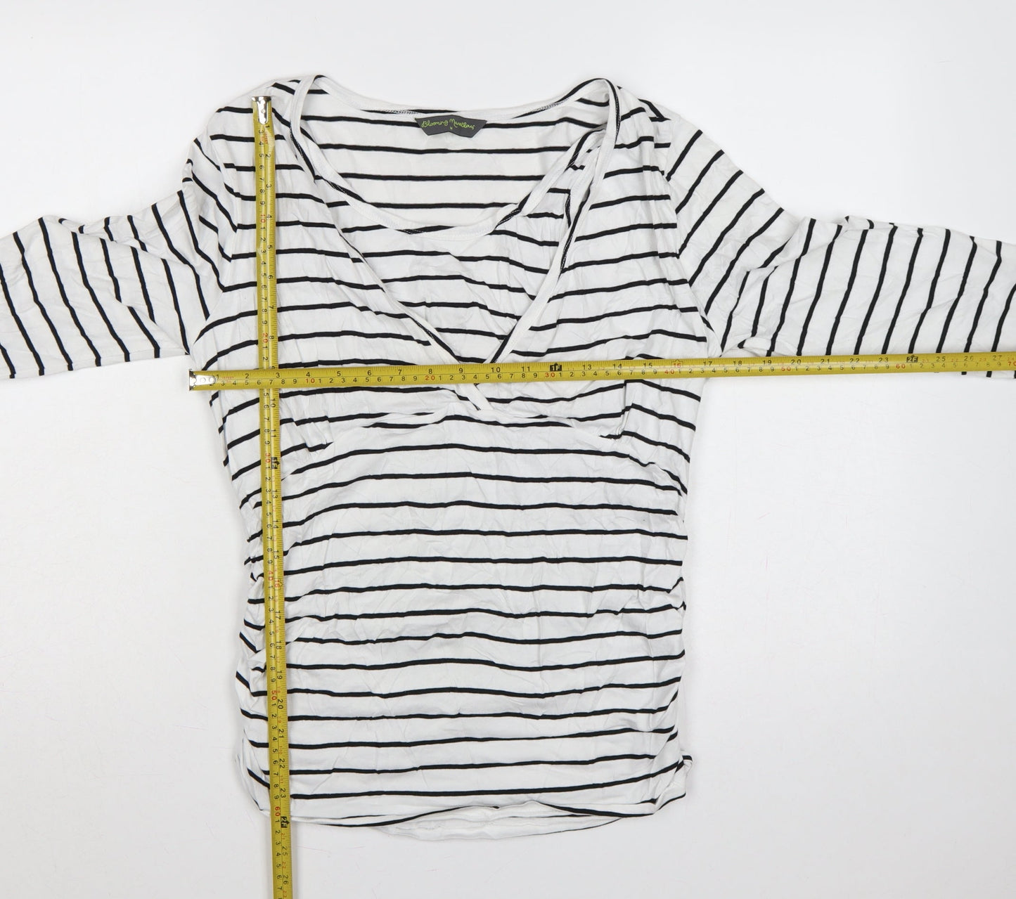 Blooming Marvellous Women White Stripe M Maternity Nursing Wrap Top