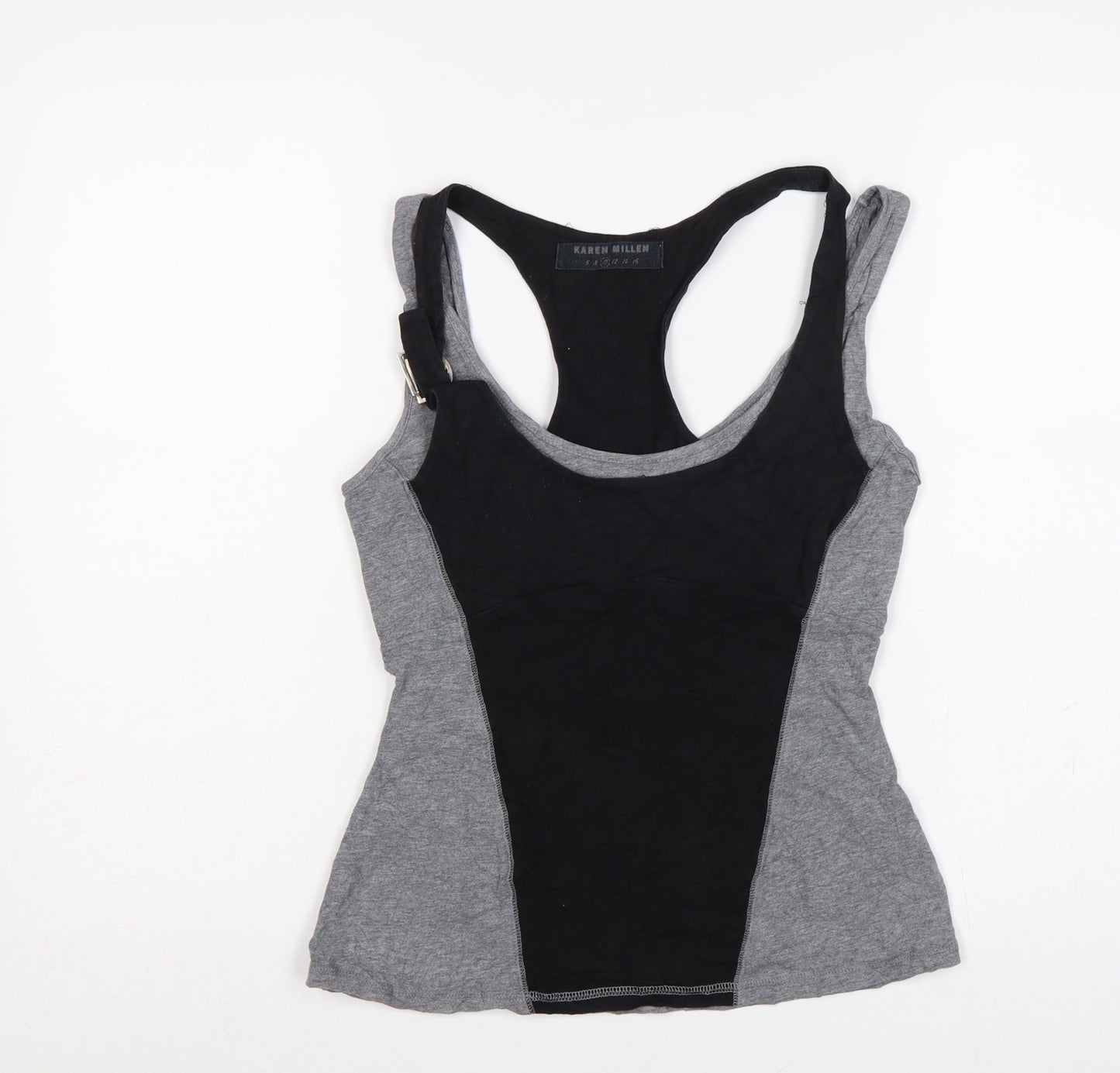 Karen Millen Women Grey Black Colourblock Racerback Camisole Tank Top 10